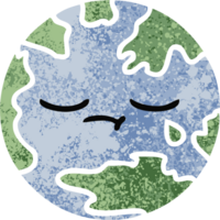 retro illustration style cartoon of a planet earth png