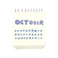 hand retro cartoon calendar showing month of october png