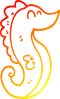 warm gradient line drawing of a cartoon sea horse png