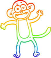 rainbow gradient line drawing of a cartoon crazy monkey png