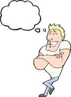 cartoon muscle guy with thought bubble png