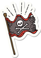 pegatina de un estilo de tatuaje ondeando una bandera pirata png