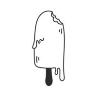 Melting ice cream on stick doodle vector