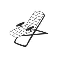 Chaise lounge line doodle illustration vector