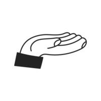 Hand gesture icon show empty palm holding something vector