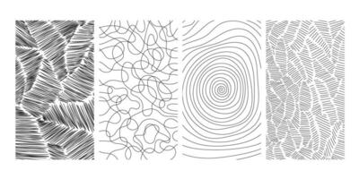 Hand drawn black and white texture backgrounds set vector