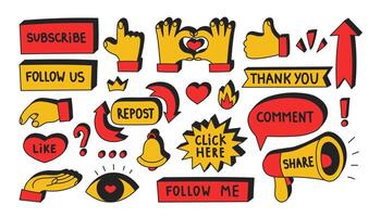 Social media stickers set vector