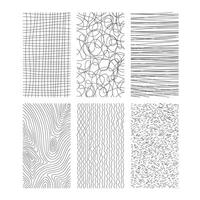Hand drawn backgrounds set with black curvy line textures vector