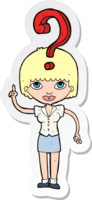 sticker of a cartoon woman asking question png