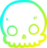 cold gradient line drawing of a cartoon skull png