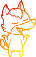 warm gradient line drawing of a cartoon wolf laughing png