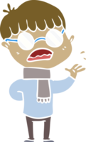 flat color style cartoon boy wearing spectacles png