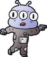 cartoon three eyed alien pointing png