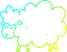 cold gradient line drawing of a cartoon sheep png