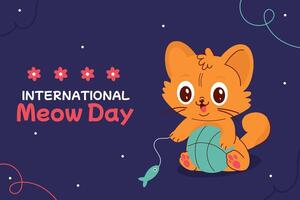 International cat day background banner. Meow day vector