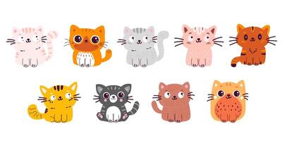 Doodle cute cartoon character cats vector