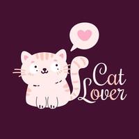 Cartoon doodle character cats with the lettering Cat lover vector