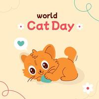 International cat day background banner template vector