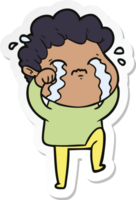 sticker of a cartoon man crying png