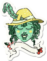 grunge sticker van een orc bard karakter png