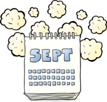 hand drawn cartoon calendar showing month of September png