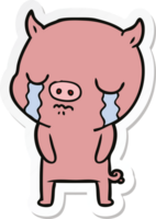 sticker of a cartoon pig crying png