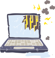 flat color illustration of broken computer png