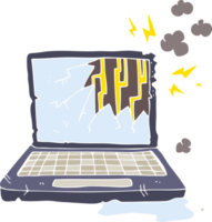 Flache Farbillustration des defekten Computers png