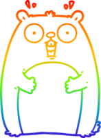 rainbow gradient line drawing of a cartoon shocked ground hog png