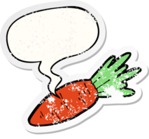 cartoon carrot with speech bubble distressed distressed old sticker png