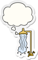 cartoon shower with thought bubble as a printed sticker png