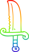 rainbow gradient line drawing of a cartoon jeweled sword png