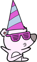 cartoon whistling bear wearing party hat png