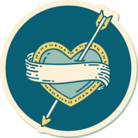 sticker of tattoo in traditional style of an arrow heart and banner png