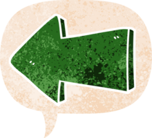 desenho animado apontando seta com discurso bolha dentro grunge angustiado retro texturizado estilo png
