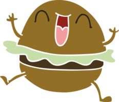 hand drawn quirky cartoon happy burger png