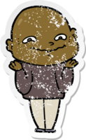 distressed sticker of a cartoon creepy guy png