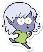 sticker of a cartoon elf girl staring png