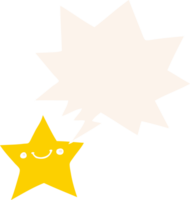 feliz desenho animado Estrela com discurso bolha dentro retro estilo png