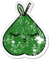 distressed sticker of a cute cartoon pear png