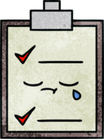 retro grunge texture cartoon of a check list png