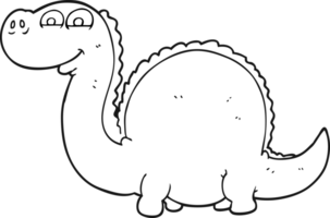 hand drawn black and white cartoon dinosaur png