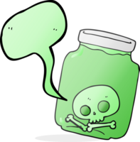 hand drawn speech bubble cartoon jar with skull png