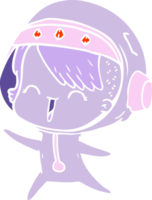garota de espaço de desenho animado de estilo de cor plana feliz png