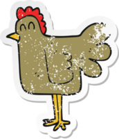 retro distressed sticker of a cartoon chicken png