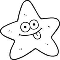 hand drawn black and white cartoon starfish png