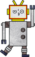 rétro grunge texture dessin animé de une robot png