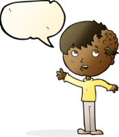 cartoon boy with growth on head with speech bubble png