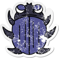 distressed sticker of a quirky hand drawn cartoon beetle png