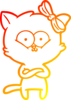 warm gradient line drawing of a cartoon cat png